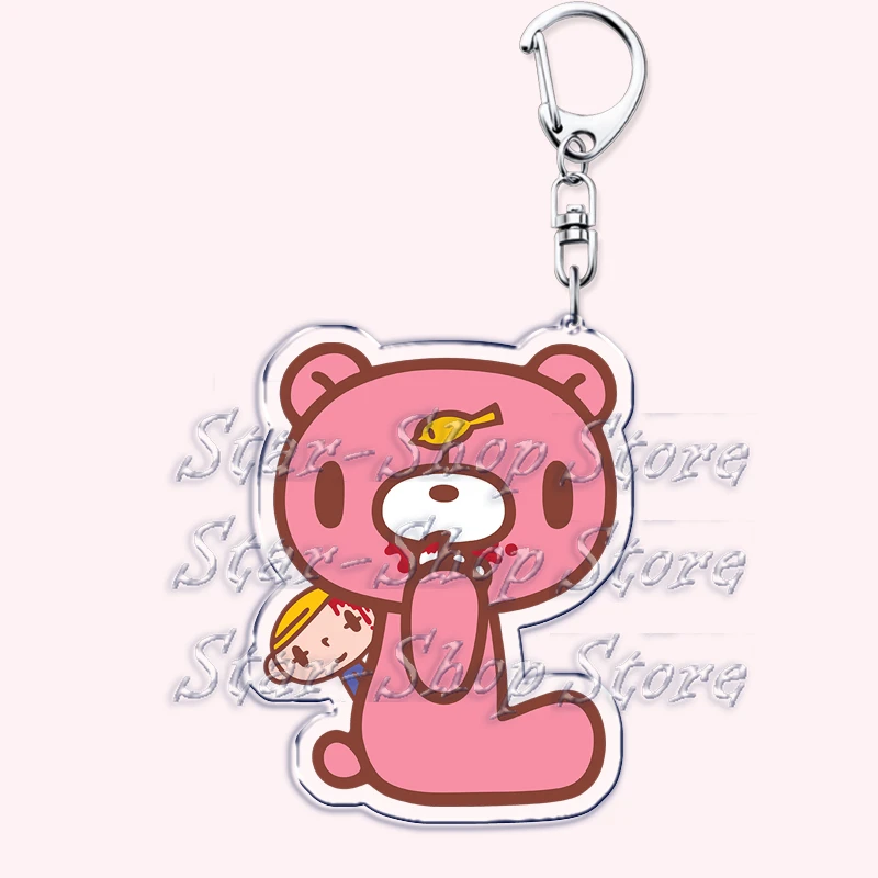Popular Cute Angry Pink Bear Keychain for Accessories Bag Adorable Animal Key Chain Keyring Jewelry Fans Friends Birthday Gifts