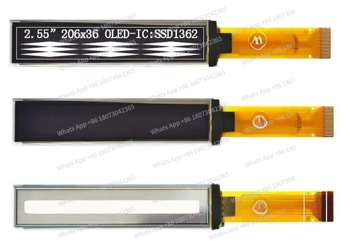 

2.55 inch 7PIN/20PIN SPI White Screen SSD1362 Drive IC 206*36 IIC Interface