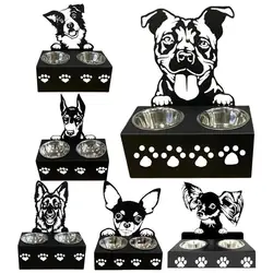 Stainless Steel Dog Bowls Stainless Steel Detachable Feeding Bowl Holder Funny Portable Dog Bowls Creative Pet Feeder Bowl For