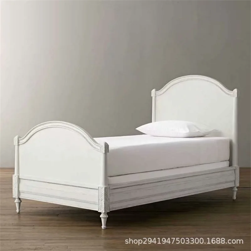 

Кровать из массива дуба, мебель на заказ, ретро-дизайн, с резьбой, односпальная детская кровать 1.2 * 1.5м, кровать для девочки