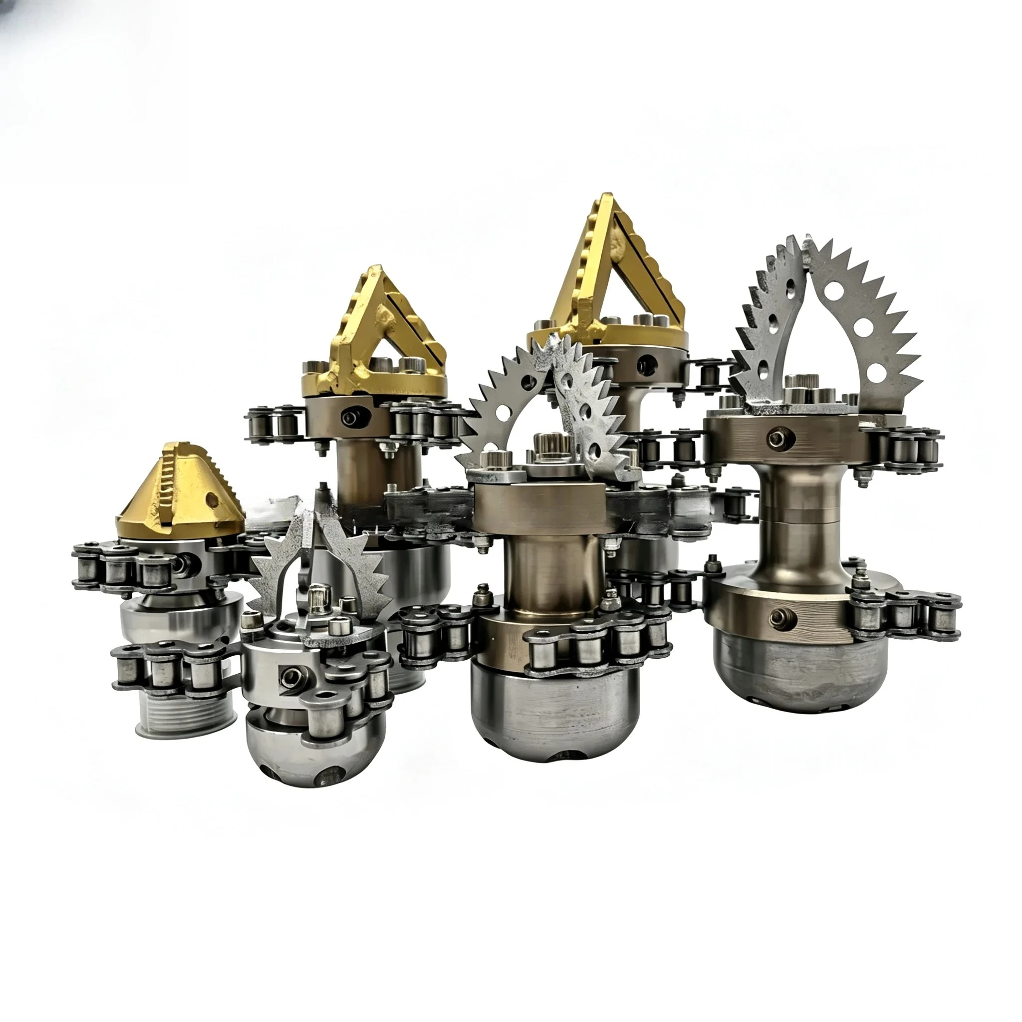 High Pressure Pipeline Dredging Nozzle Stainless Steel Rotary Chain Scraper Cutter Sewer Pipe Cleaning Tool