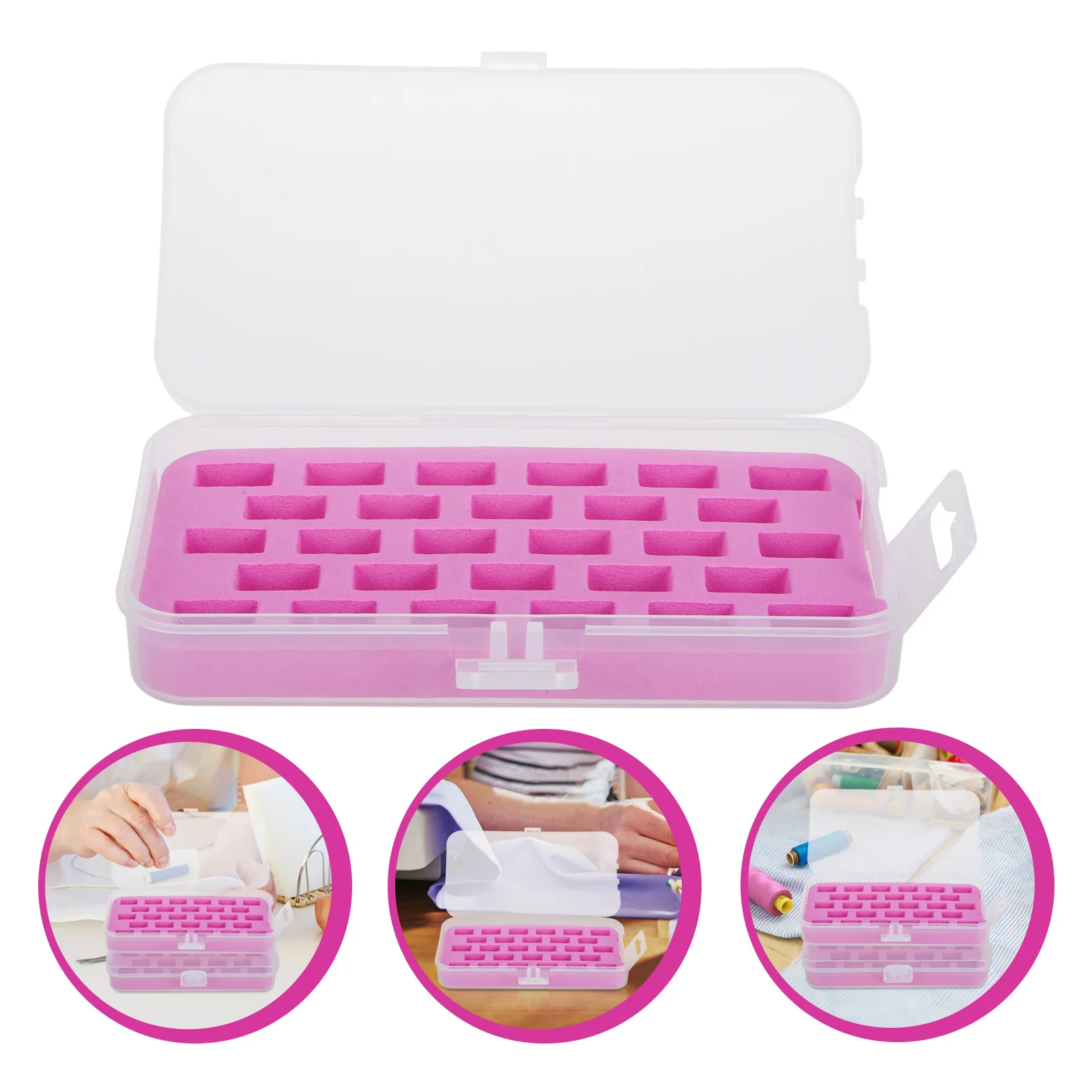 

2Pcs Bobbin Holder Case 28 Slots Plastic Bobbin Storage Organizer Box for Sewing Machine Thread Holder Thread Storage