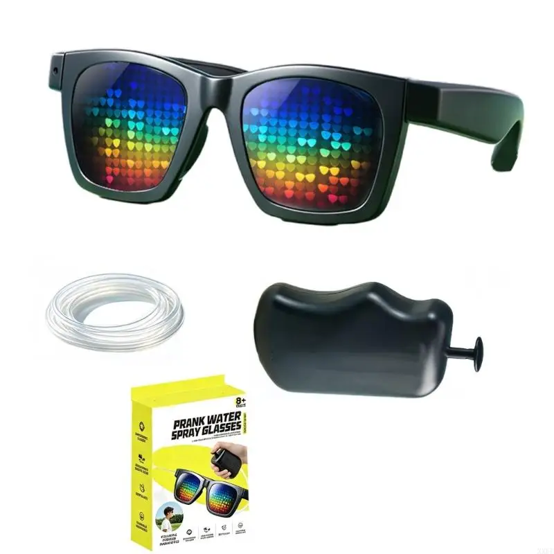 XXFE Wearable Water Glasses Toy, with Colorful Pixels-Pattern Lenses for Birthday Parties Celebration and Friend Pranks