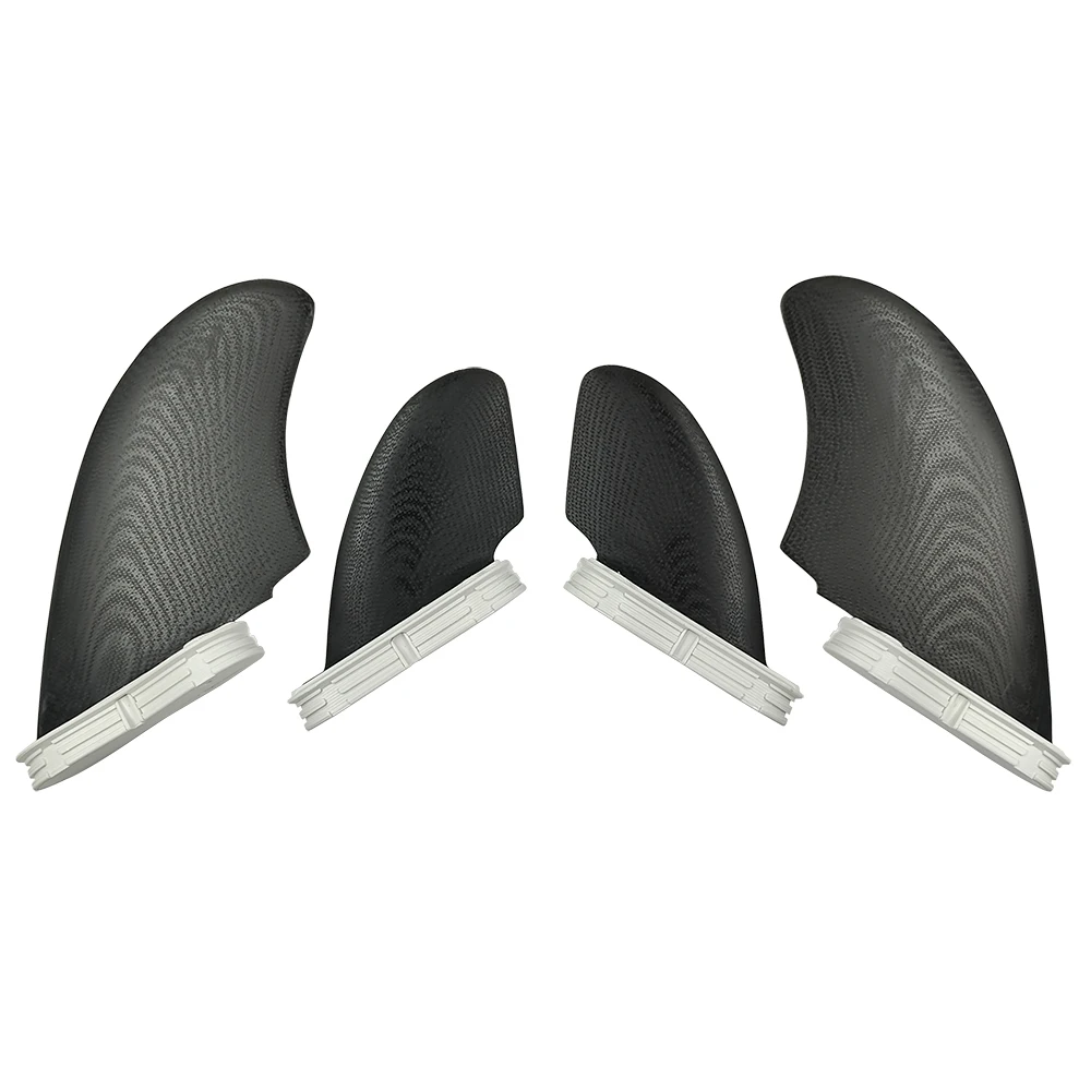 

UPSURF FCS II Fins RM Quad Fins Fiberglass Performance Surfboard Fins Quad Set Double Tbas 2 Base Black Surf Keel+Rear Fins