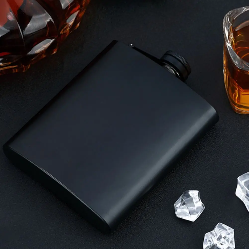 Drinkware 6/8/12 Oz Black Pocket Flagon Flat Stainless Steel Hip Flask Mini Non -broken Liquor Flask Camping