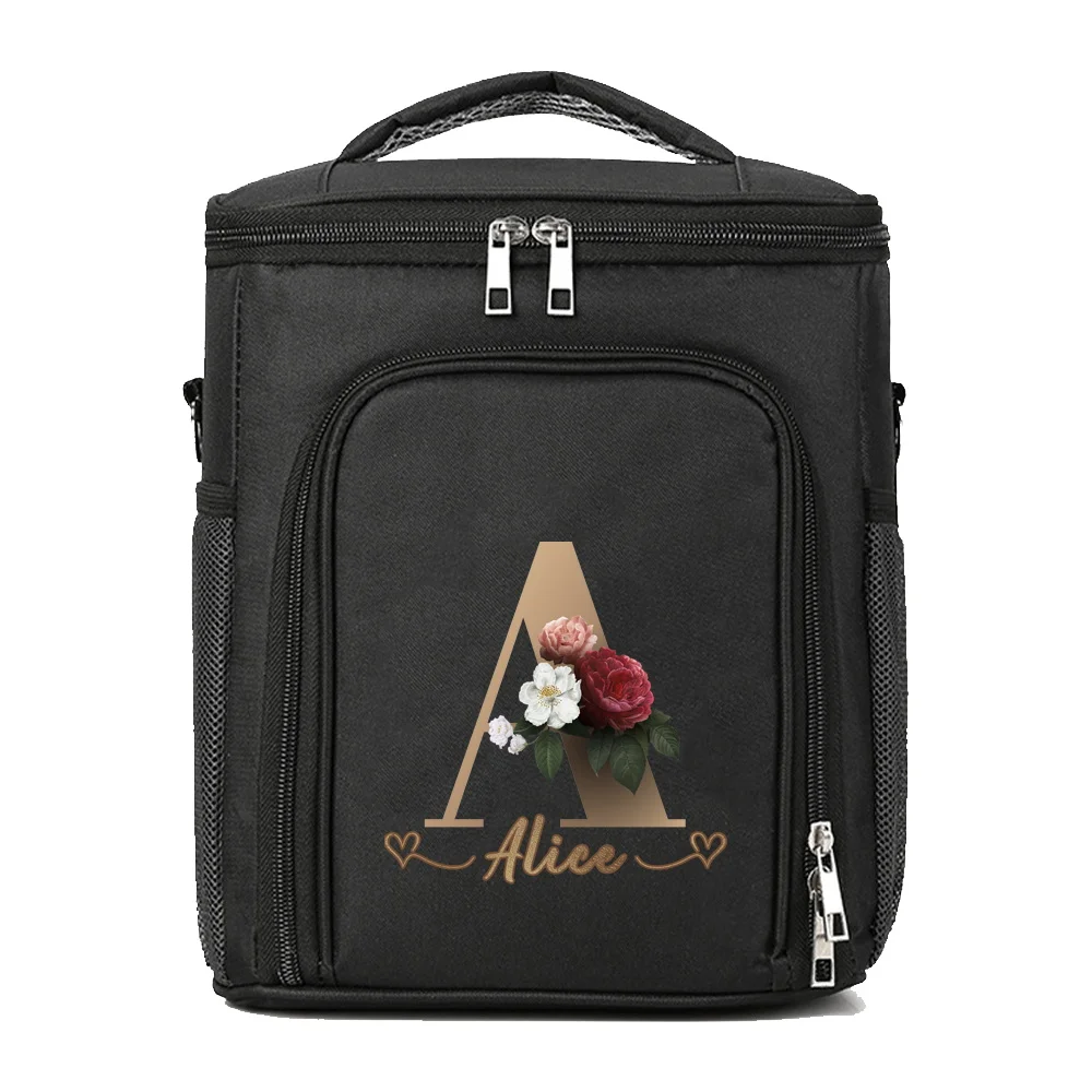 Customizable Name Men's and Women's Double-layer Lunch Bag Insulated Bento Bag Portable Large Capacity Double-layer Bento Bag