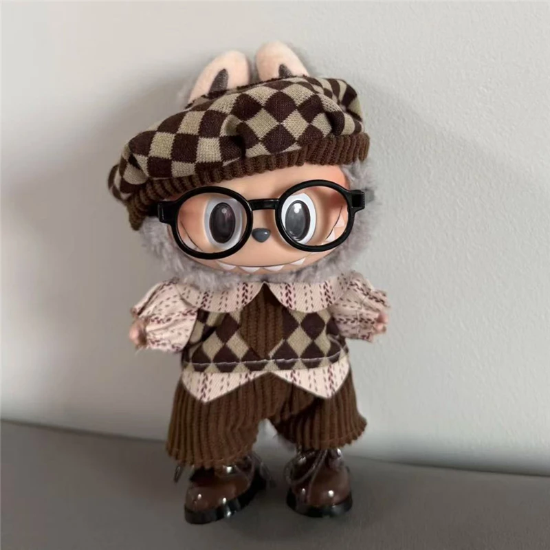 Für 15 17 cm Labubu Puppe Maillard Farbe Braun College Stil Hemd Weste Outfit Kleidung Herbst Kleidung Hut Schuhe Set Zubehör
