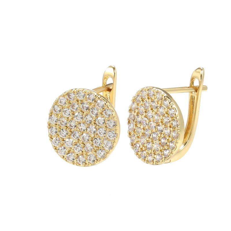 Huitan Graceful Round Shape Design Hoop Earrings Female Daily Party Accessories with Brilliant Cubic Zirconia Shinning Jewelry