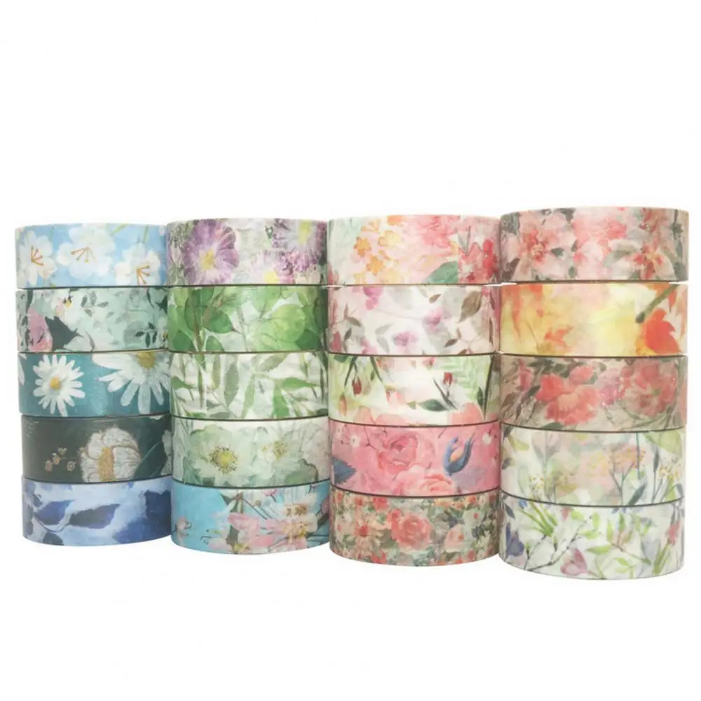 Cinta Washi con estampado Floral para álbum de recortes, 20 rollos, Bloc de recortes de primavera, diarios, planificadores, Diy