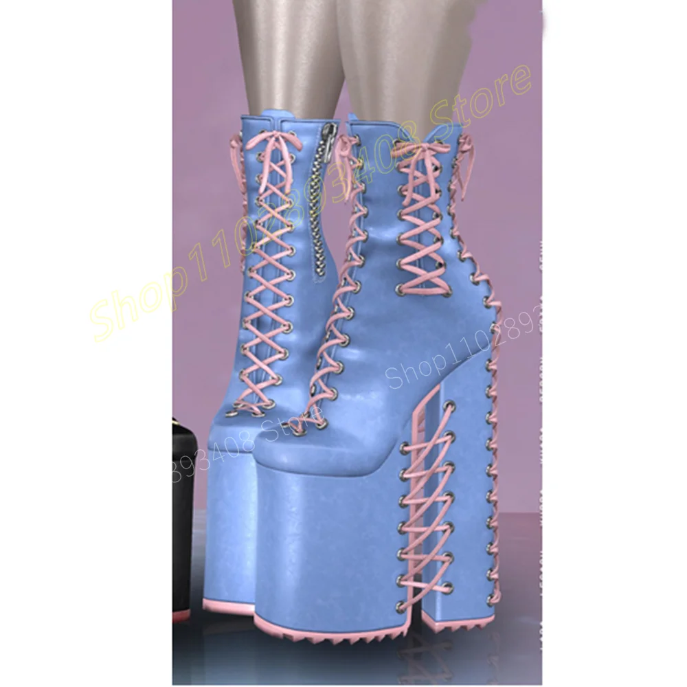 Bottes mi-mollet imperméables croisées sexy pour femmes, fermeture à glissière latérale, chaussures à talons hauts épais, punk cool, nouveau design, 2024