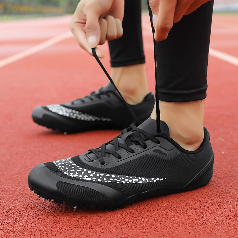 8 spikes pista campo traço curto tênis de corrida profissional atletismo sapatos sprint treinamento curto