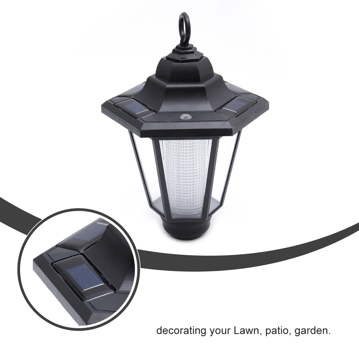 

Солнечные шестиугольные фонари, светодиодные дорожные заземляющие светильники, газонная лампа, пейзажное пламя, IP44, водонепроницаемый пластик, длительный срок службы, солнечная батарея