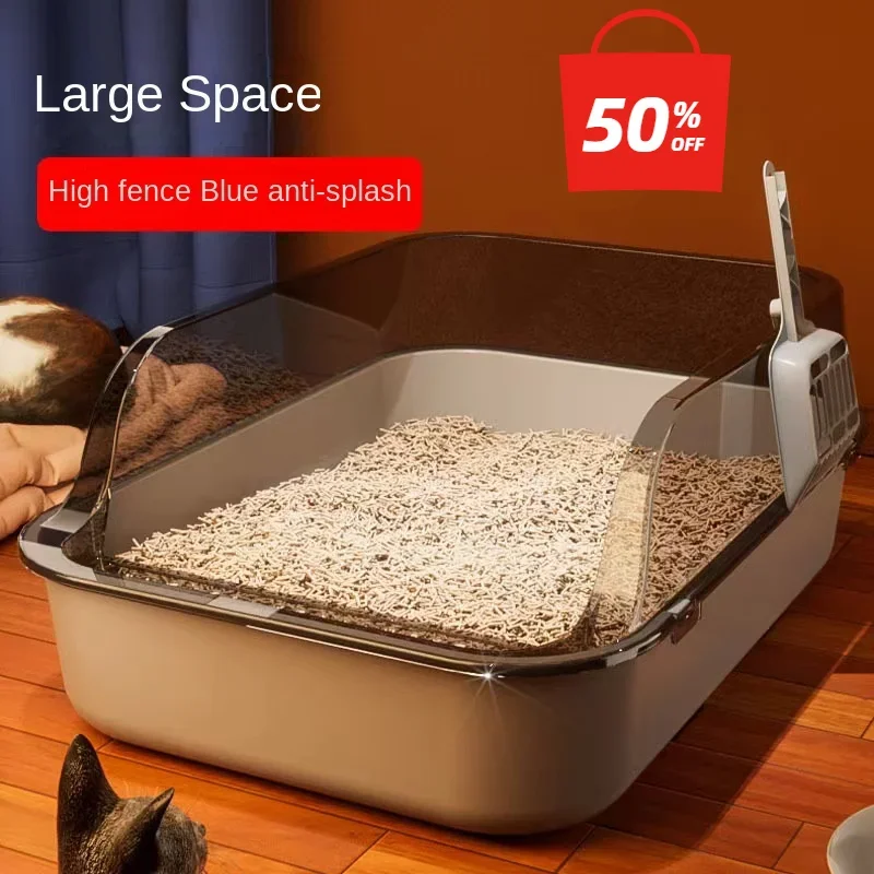 Large Capacity Cats Sandbox Cat Toilet Open Cat Litter Box Plastic Anti-Splash Cats Toilet Bedpan Cleaning Bath Basin Supplies