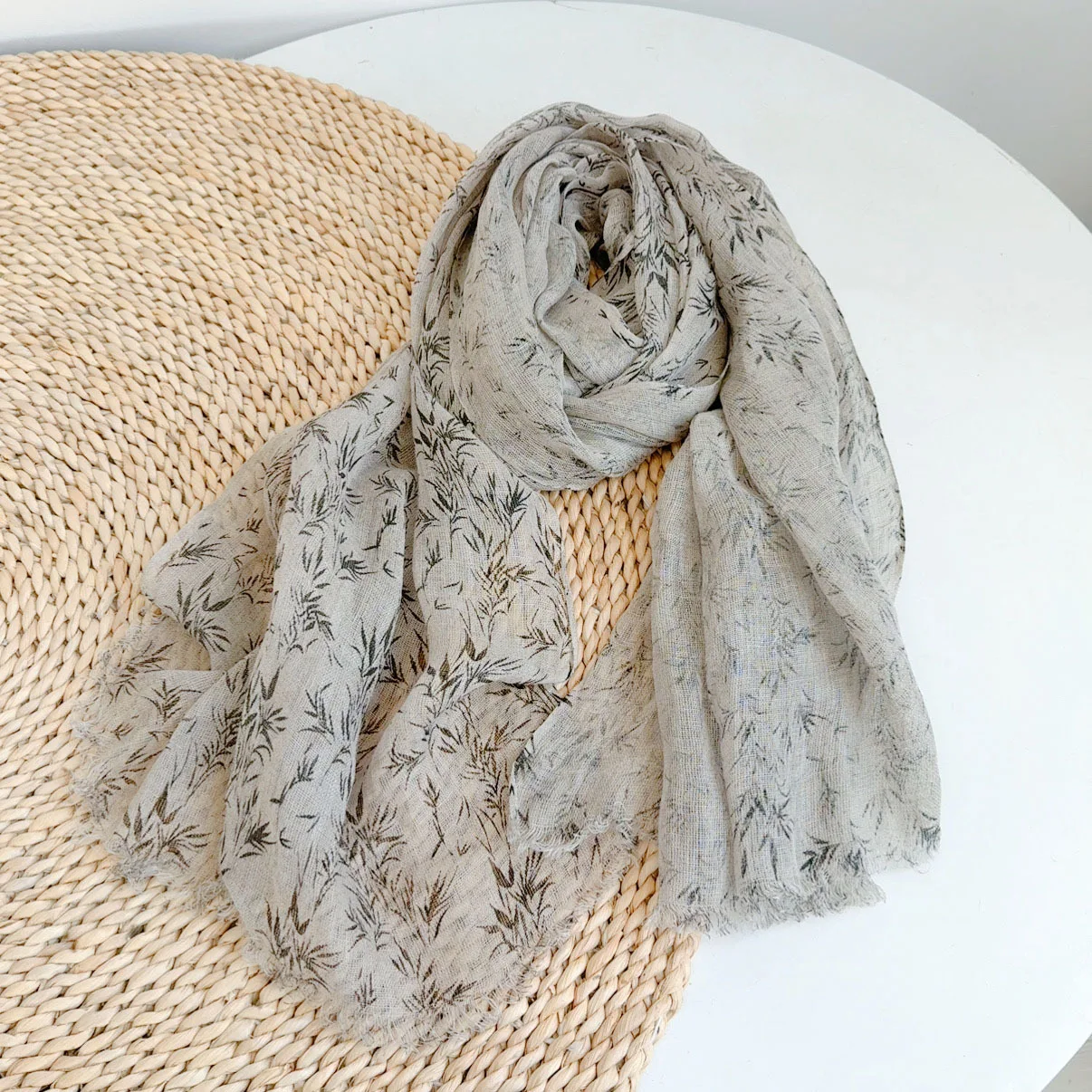 High-end Vintage 100% Linen Scaves Japanese Style Air Conditional Shawls Breathable Weaved Pashmina Wraps for Women