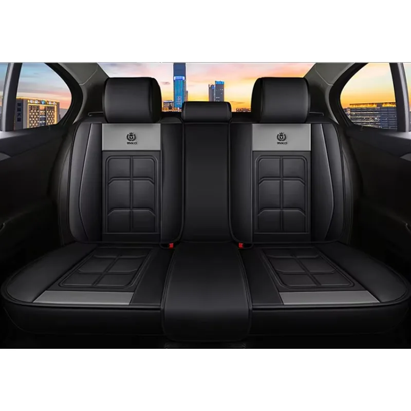 ユニバーサルカーシートカバーパッケージ スポーツプロテクティブPUレザー ファイブシーズンズ フロントクッションシートカバー 車内用 夏用 四季対応