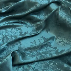 Green Floral Satin Fabric, Jacquard Satin, Clothing Sewing Fabric Materials, Suitable for Wedding Dress or Gown