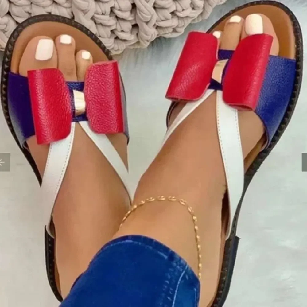 Sandalias De diseñador con nudo De mariposa para Mujer, Zapatos planos De lujo, Chanclas De verano