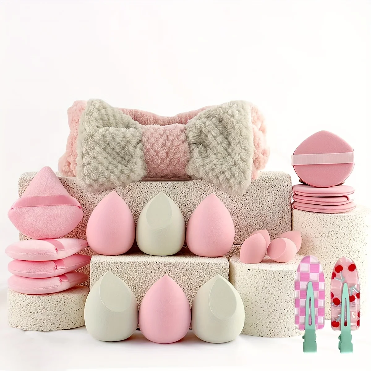 Pink Makeup Kit 20/40pcs with Brush Set, Makeup Sponge, Travel Bag | 2025 Viral Cosmetic Tools Collection