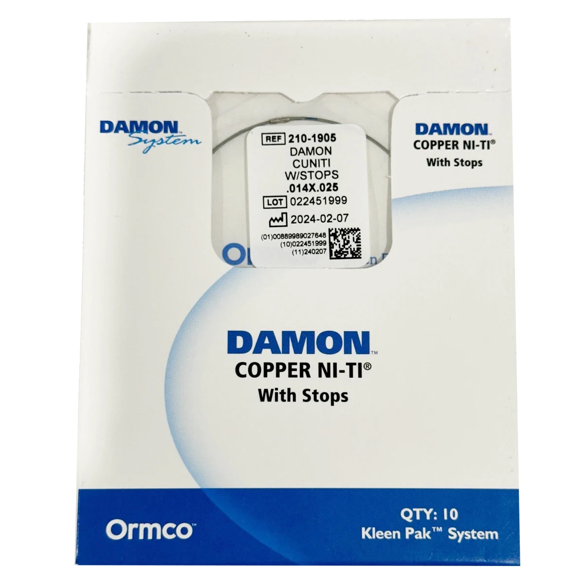 10Pcs/Box Dent Enamel Coated Copper Wire Damon CuNITi Rectangular Wires 014 016 018 W Stops for Orthodontic Kleen Pak System Use