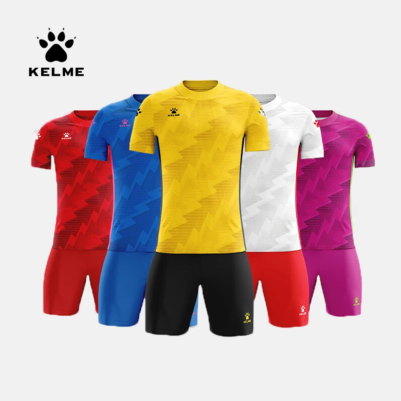 KELME Custom Football Uniform Men\'s Soccer Jerseys Kid Tracksuit Sportswear Short Sleeves Jersey Shorts Soccer Suit 9151ZB1002