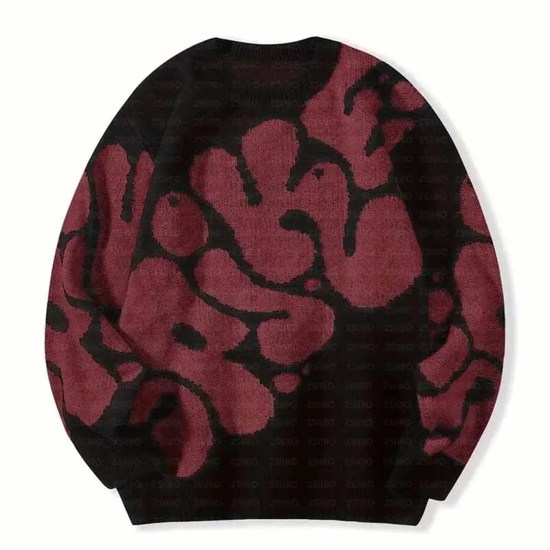 Jersey de punto con bordado de letras y cuello redondo, simple Otoño e Invierno uso diario, diseño suelto para suéter de exterior