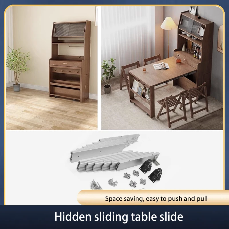 Hidden Cabinet Retractable Dining Table Slide Rail Drawer Type Invisible Work Table Rail Bar Multi-section Folding Table Track