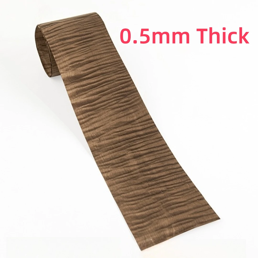 0.5mm Thick Natural Smoked Brown Curly Maple Veneer for Furniture DIY Crafts Guitar Car Interiors Speaker Decorative Surface