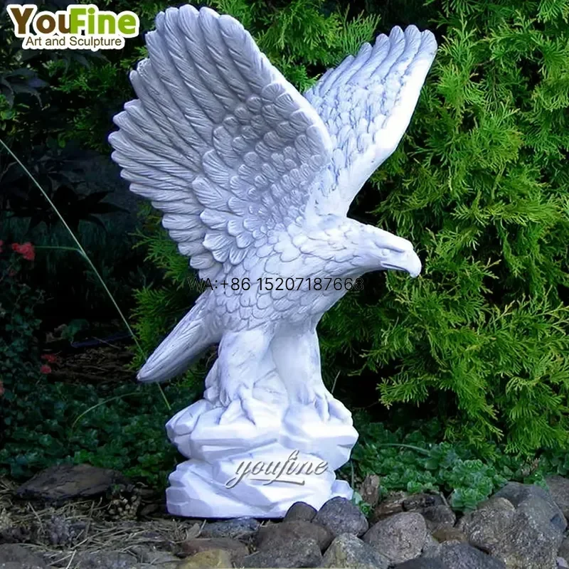 Wmwmnu Large American Marble Eagle Statue Animal Sculpture for Garden Decoration Outdoor Yard Art Ornament Home Decor