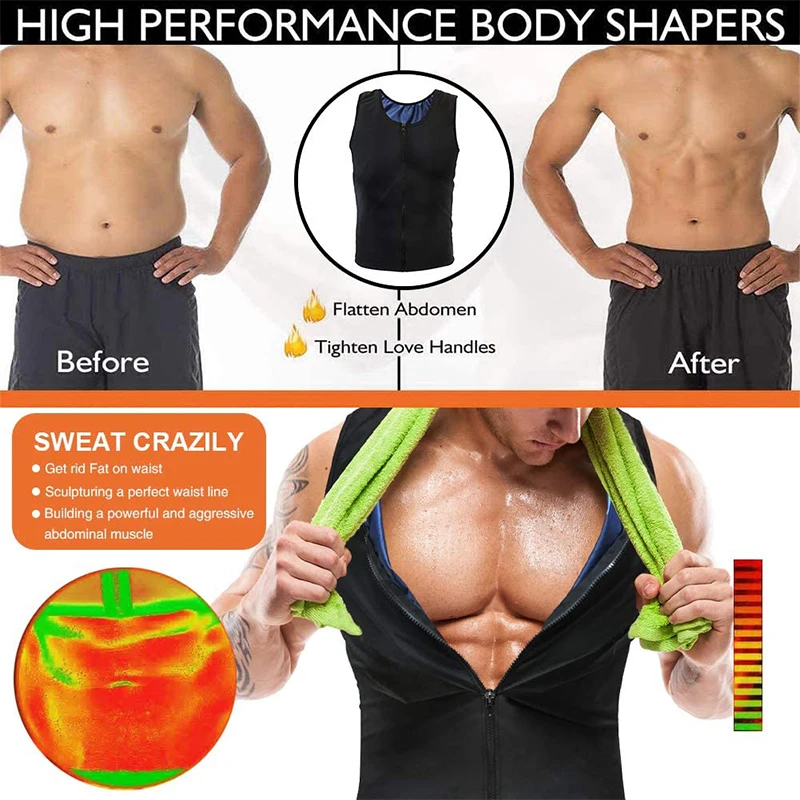 Men Gynecomastia Compression Tank Top Sweat Vest Fitness Body Shaper Shirt Thermo Sauna Workout Shapewear Slimming Fat Burner