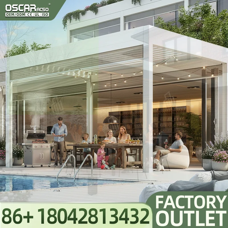 Bioclimatic Waterproof Luxury Outdoor Structure for Balcony Backyard with Screen  Outdoor Shelter in Americas Europe Pergola