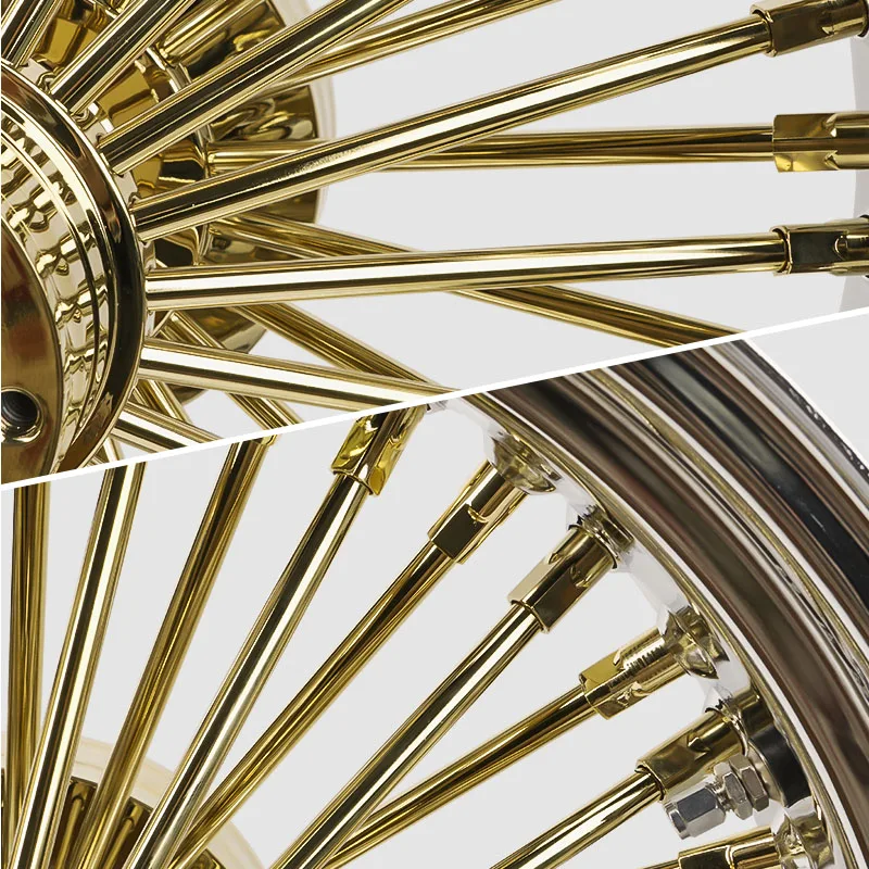 Premium Bespoke Full-size Motorcycle RimsGold Color Aluminum Alloy Wheel Accessories For Front & Rear Compatible With For Harley