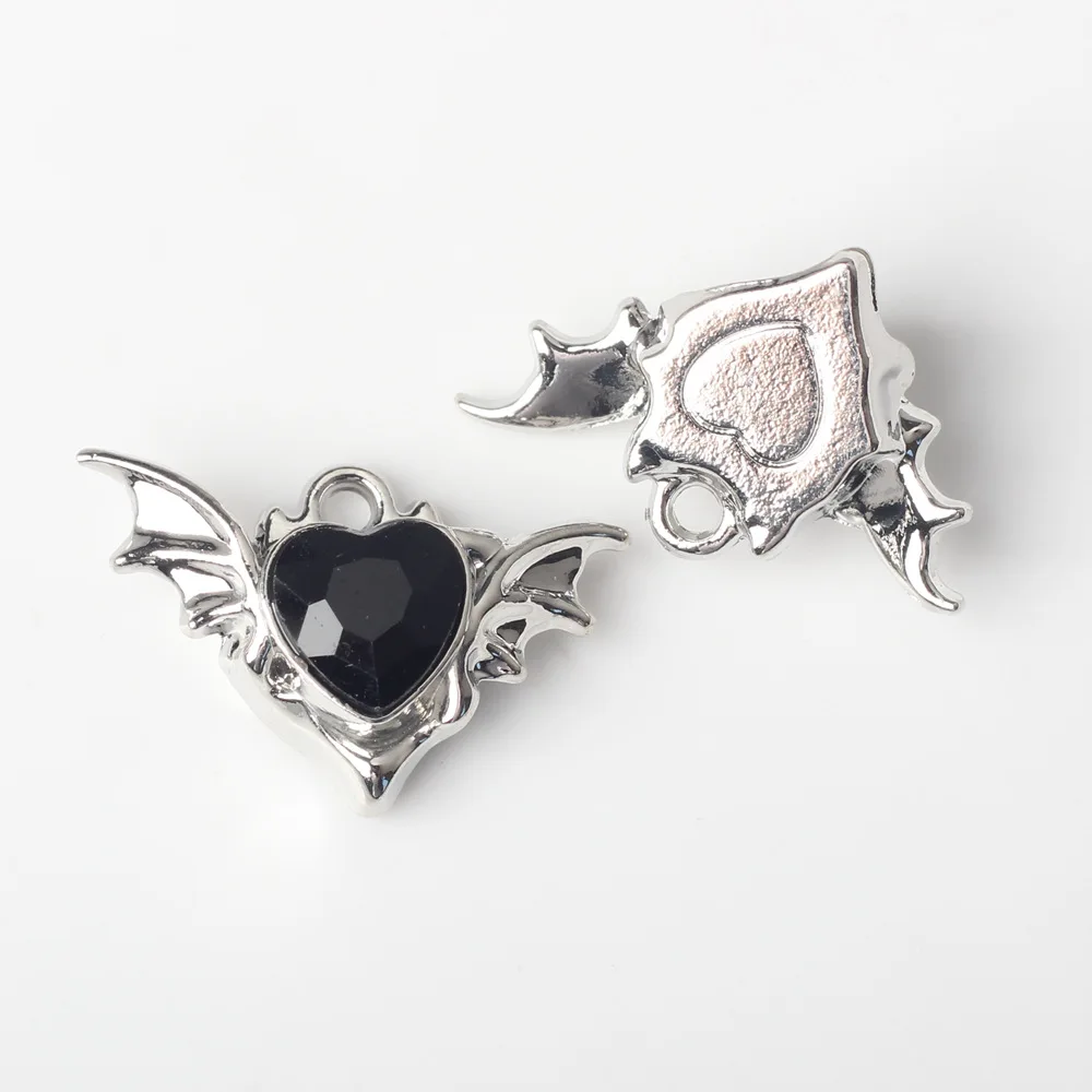 Sparkling Rhinestone Zinc Alloy Heart Charms for DIY Jewelry Making Wholesale Bulk Jewelry 10pcs/lot