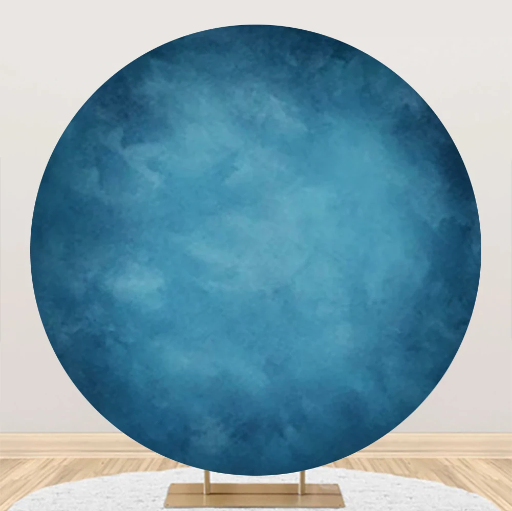 

Laeacco Blue Gradient Abstract Solid Color Round Backdrop Adult Birthday Newborn Portrait Photography Background Photo Studio