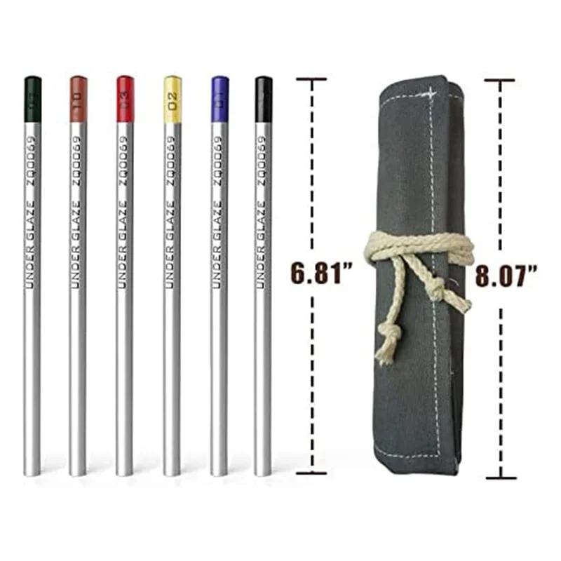 6 قطع من أقلام الرصاص المزججة، الخشب للفخار، قلم رصاص مزجج دقيق تحت التزجيج للفخار