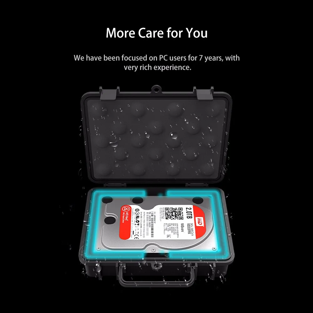 ORICO 3.5 Inch HDD Protection Box Hard Disk Hard Drive Case Box with Water-proof Shock-proof Dust-proof Safety Lock Snap Design