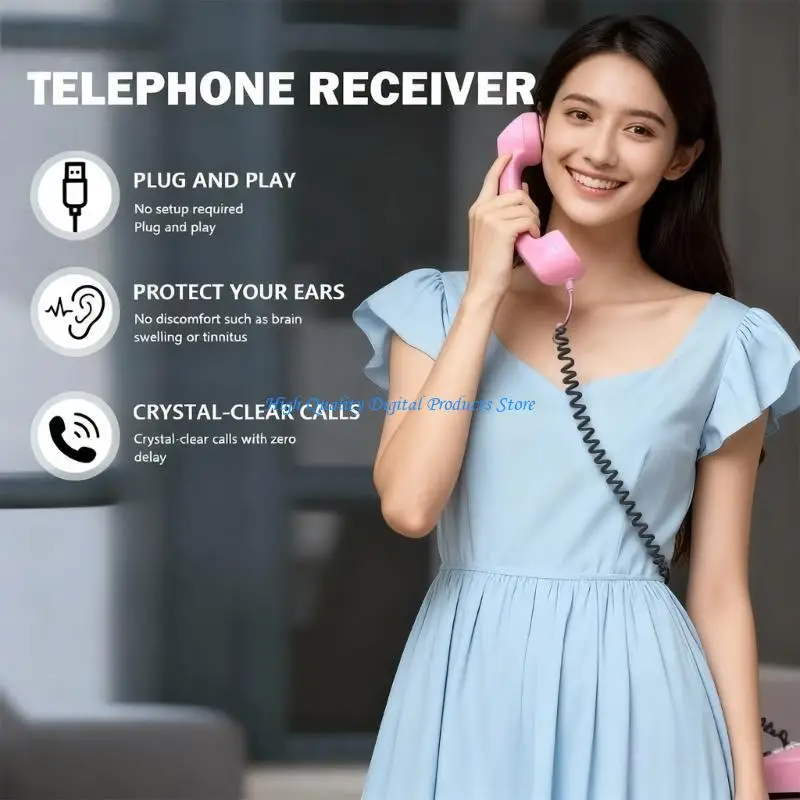 U2JE Retro Phone Handset for MobilePhone & AndroidFram, Cell Phone Receiver with Microphone & Comment, Vintage Old School