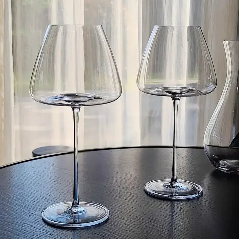 

720ml Light luxury modern minimalist transparent glass Burgundy red wine glass, high-end groove wine highfoot glass for home use