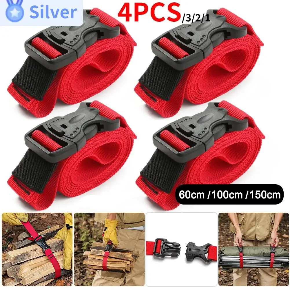 1-4pcs Cargo Tie Luggage Lash Belt Strap Buckle Camping Nylon Travel Kits Buckle Tie-Down Belt Cargo Straps for Camping