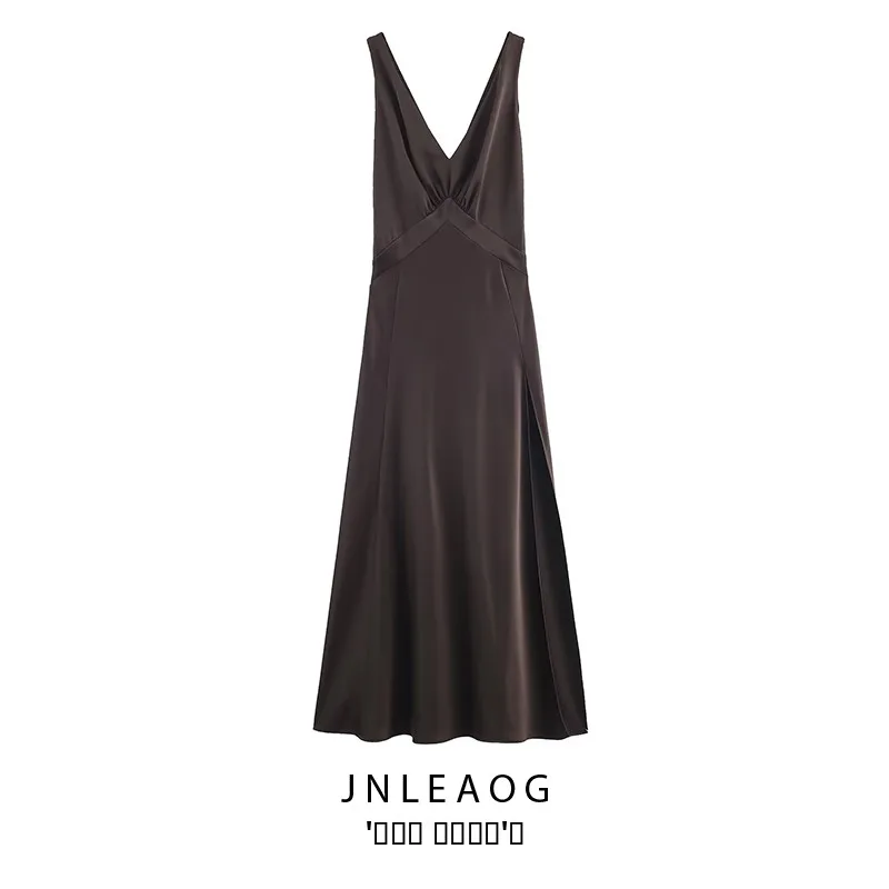 Ele Long Raso di seta Feel Dr Autunno New Sle Design Faion da donna Casual Taglio dritto Slim Fit Sle No Sve Dr