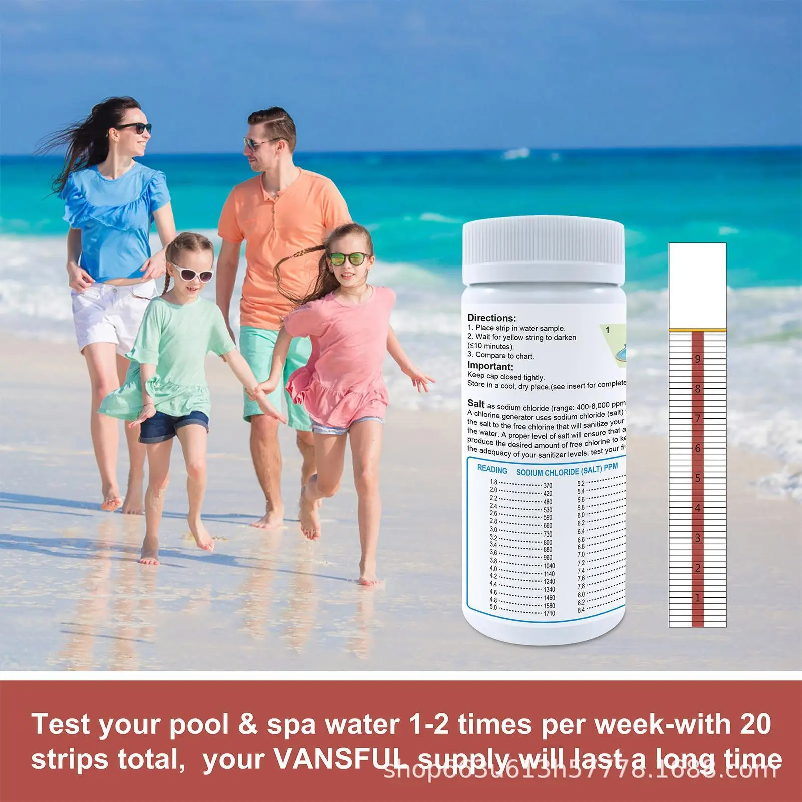 10 Strips Pool Salt Test Strips For Saltwater Pool 50 Counts Salt Pool Test Strips For Hot Tub Testing Sodium Chloride Content