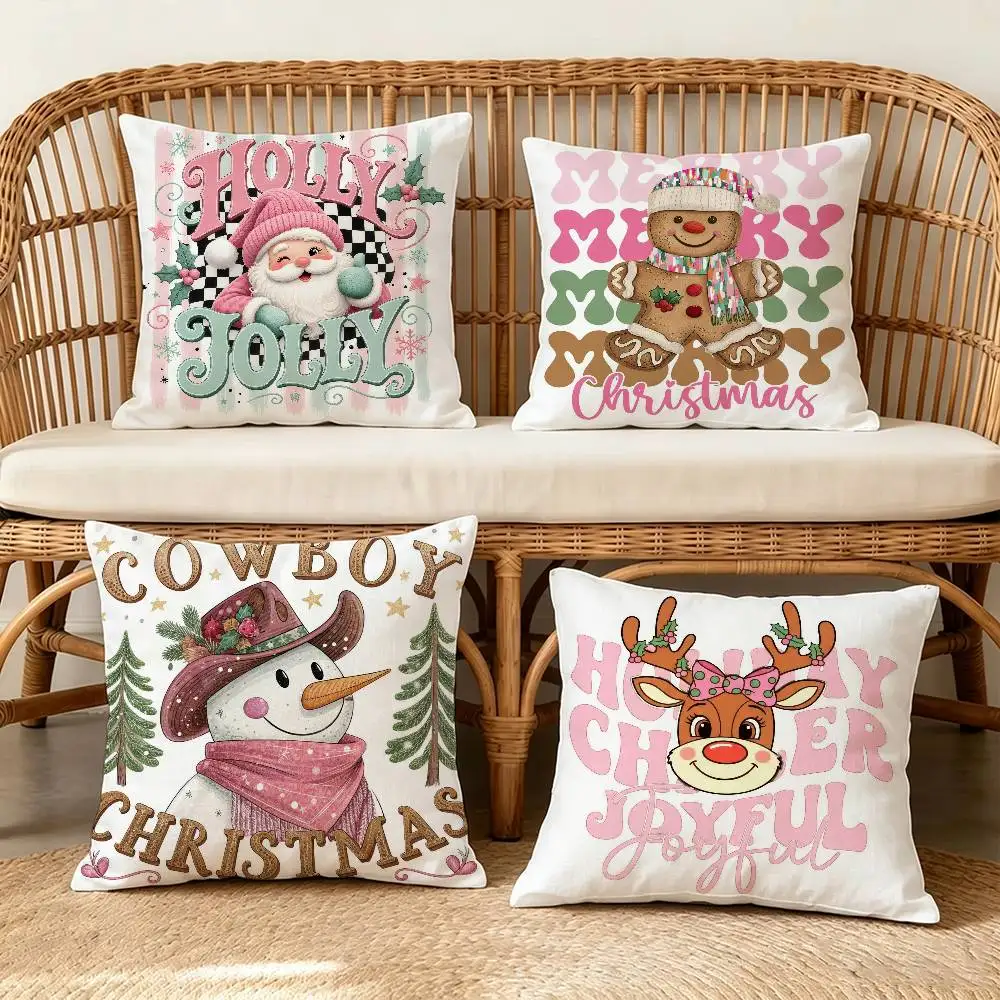 Merry Christmas cartoon   pillow cover sofa cushion cover home room decoration children gift