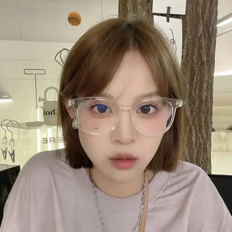 Ultra Light Large Frame Short Sight Glasses Retro Wood Grain Round Frame Myopia Glasses Anti-blue Light Near Sight Eyewear