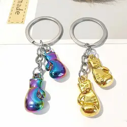 Fashion 3D Boxing Gloves Keychains Solid Color Metal Sports Keyring for Men Women Backpack Car Key Pendant Accessories Souvenirs