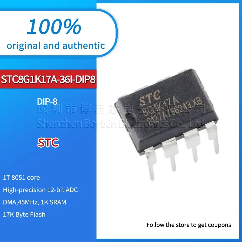 

5pcs STC8G1K17A-36I-DIP8 original genuine