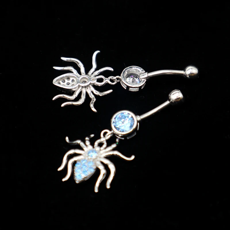 JICAI Spider Piercing Belly Button Silver 925 Belly Button Piercing Belly Button Ring Body Jewelry For Women Fashion Cool