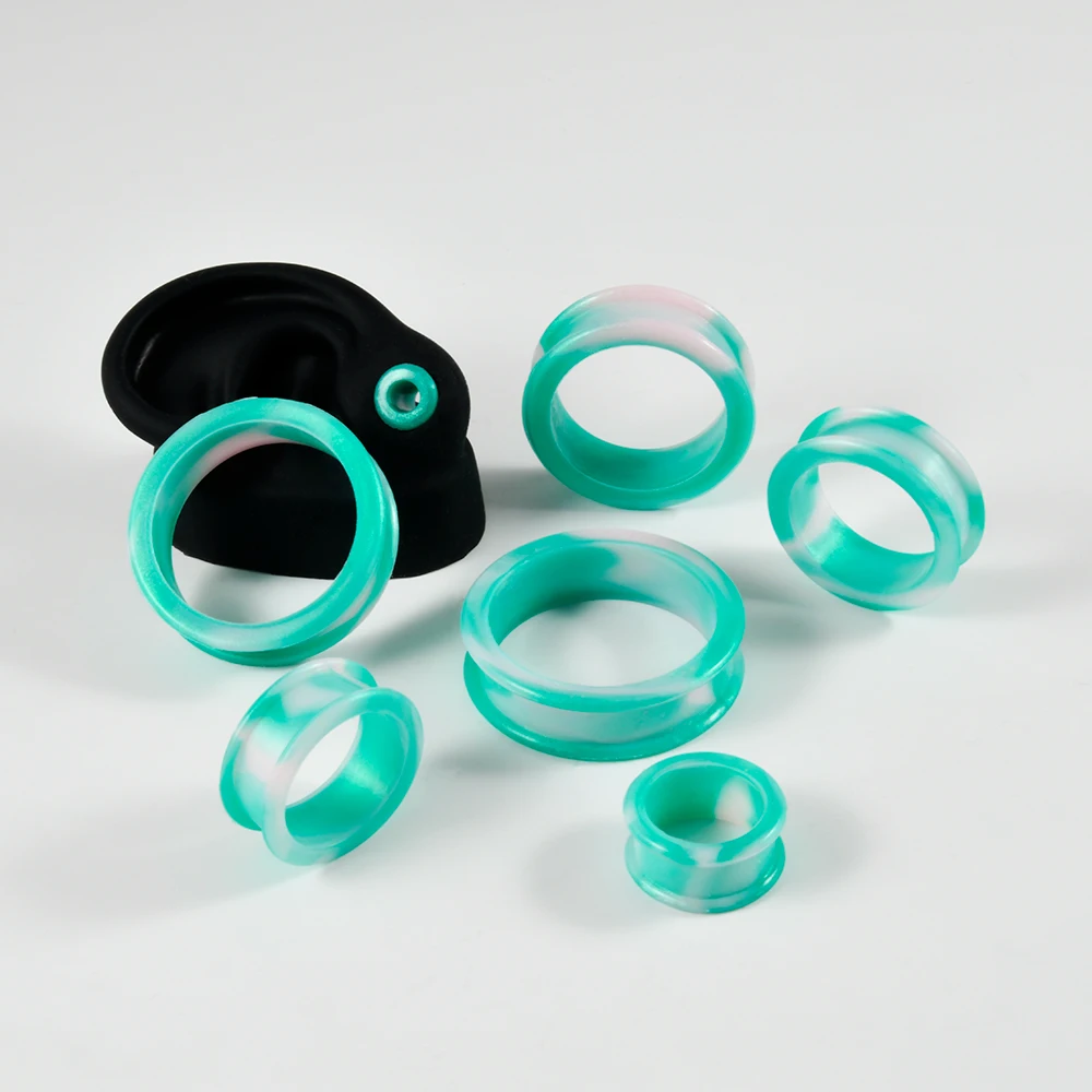 1Pair Flexible Silicone Flesh Tunnel Plugs Earrings 8mm-38mm Ear Gauge Expander Stretchers Ear Lobe Piercing Jewelry