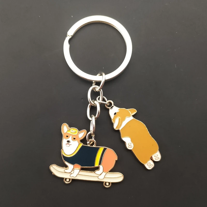 New Cartoon Cute Corgi Keychain Cute Enamel Keychain Pet Dog Jewelry Bags Car Accessories Keychain Pendant Gift