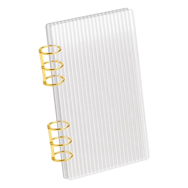 

Classic-Planner A6 Binder Clear Acrylic Binder 6-Ring Thick Stripe A6 Binder With Gold Metal Round Ring Budget Binders