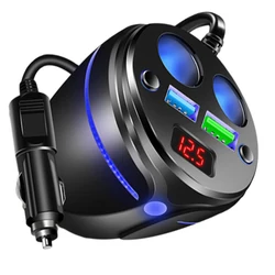 Car Charger ABS One-to-two Cigarette Lighter 120W High Power Car Charger Cup Quick Charge Dual USB Phone Charger