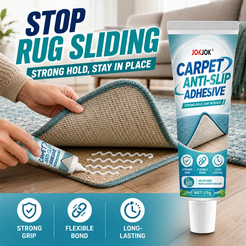 Transparent Anti Slip Carpet Gel Adhesive Strong Hold Waterproof Moisture Resistant Fix Bath Mat Shower Rug No Floor Damage